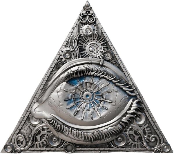 Monnaie DIGITIZED EYE OF PROVIDENCE Conspiracy Antiqued 2 Oz Argent 2000 Francs Cameroon 2025 (PRÉCOMMANDE)