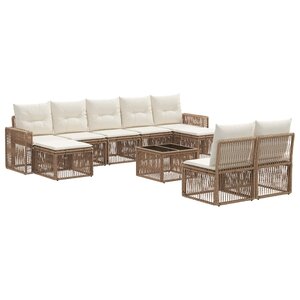 vidaXL Ensemble de canapé de jardin 10 Pièces Beige et blanc crème