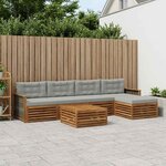 vidaXL Ensemble de canapés d'extérieur 6 pc Naturel et gris clair