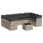 vidaXL Salon de jardin avec coussins 10 Pièces gris clair résine tressée