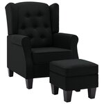 vidaXL Fauteuil avec repose-pied Noir Tissu