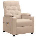 vidaXL Fauteuil électrique de massage Crème Tissu