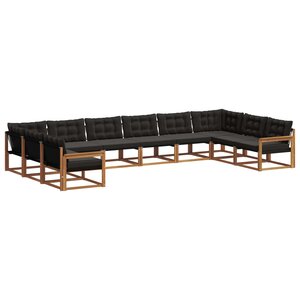 vidaXL Ensemble de canapés d'extérieur 10 pc Naturel et Noir