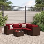 vidaXL Salon de jardin 6 Pièces avec coussins Marron Résine tressée
