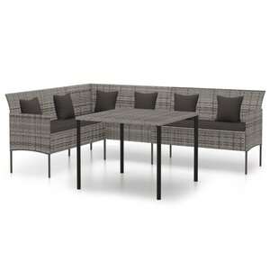 vidaXL Ensemble à manger de jardin et coussins 2 Pièces gris rotin