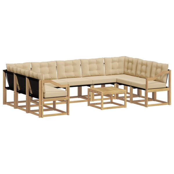 vidaXL Ensemble de canapés d'extérieur 10 Pièces Blanc et Beige