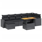 vidaXL Salon de jardin 8 Pièces avec coussins noir résine tressée