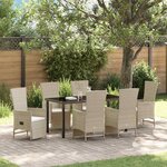 vidaXL Ensemble de salle à manger pour jardin 7 Pièces Beige polyrotin