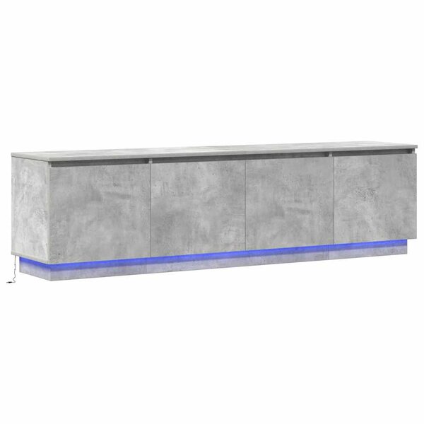 vidaXL Meuble TV avec LED Gris béton 180 x 38 x 49 cm