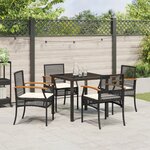 vidaXL Ensemble de salle à manger de jardin 5 pièces avec coussins Noir Poly Rattan