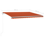 vidaXL Auvent manuel rétractable avec poteaux 4x3 m Orange et marron