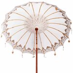 vidaXL Parasol balinais 2 Pièces Crème 210-220 cm Coton et bois massif