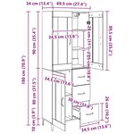 vidaXL Haut Armoire Montage mural Chêne artisanal 69 5 x 34 x 180 cm