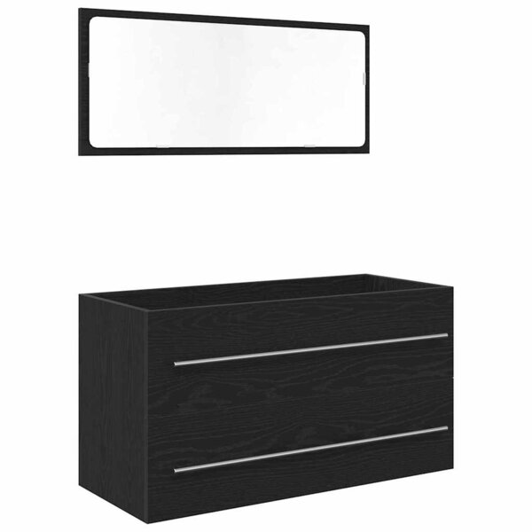 Cabinet de lavabo vidaXL avec miroir Chêne noir 90x45x1 5 cm Bois d'ingénierie