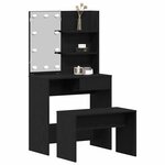 vidaXL Ensemble de table de maquillage LED 2 Pièces Chêne noir