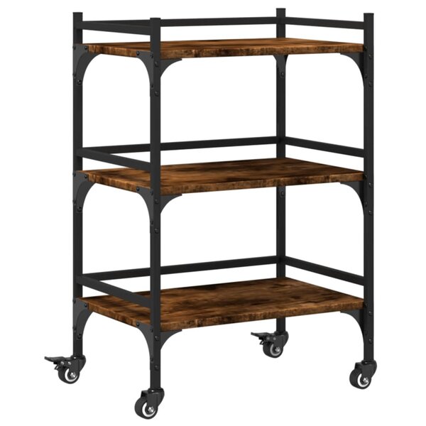vidaXL Chariot de cuisine chêne fumé 50x35x75 5 cm bois d'ingénierie