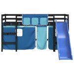 vidaXL Lit mezzanine enfants avec rideaux sans matelas bleu 90x190 cm