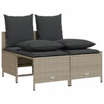 vidaXL Salon de jardin 5 Pièces avec coussins gris clair résine tressée