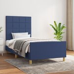 vidaXL Cadre de lit avec tête de lit Bleu 100 x 200 cm Tissu