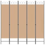 vidaXL Paravent 5 panneaux Beige 200 x 200 cm Tissu