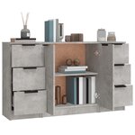 vidaXL Buffets 3 Pièces gris béton bois d'ingénierie