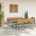 vidaXL Set de salle à manger de jardin 9 pièces en bois d'acacia et métal
