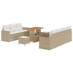Canapés de Jardin 10 pièces avec Coussins Beiges en Osier Poly Acacia