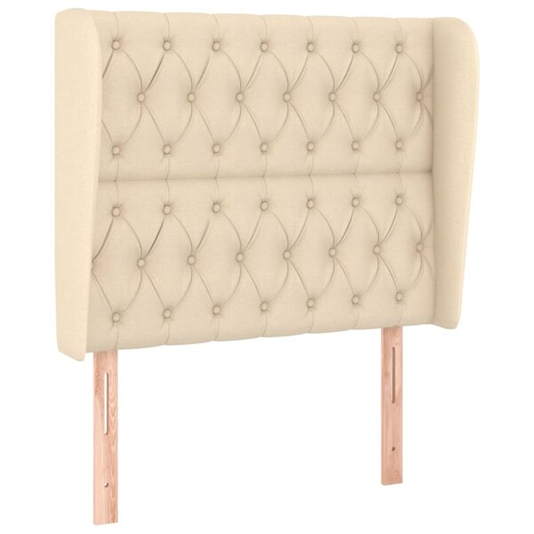 vidaXL Tête de lit avec oreilles Crème 103x23x118/128 cm Tissu