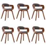 vidaXL Chaises à manger lot de 6 gris foncé tissu et bois courbé
