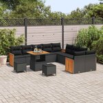 vidaXL Ensemble de canapé de jardin avec coussin 13 Pièces Noir