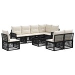 vidaXL Ensemble de canapé de jardin 9 Pièces Noir et blanc crème