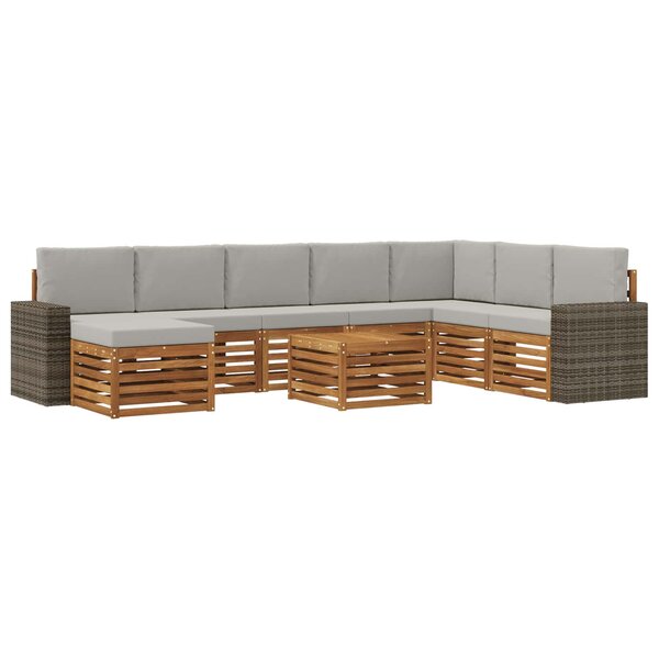 vidaXL Ensemble de canapés d'extérieur 9 Pièces Naturel et gris clair