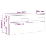 vidaXL Meuble TV avec lumières LED Chêne fumé 90x35x40 cm