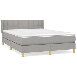 vidaXL Sommier à lattes de lit avec matelas Gris clair 140x190cm Tissu