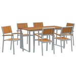 vidaXL Ensemble de salle à manger de jardin de 7 pièces en acier gris et bois d'acacia massif