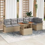 vidaXL Ensemble de canapé de jardin 7 Pièces beige et gris clair