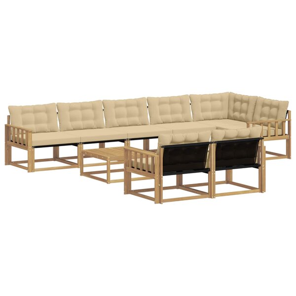 vidaXL Ensemble de canapés d'extérieur 9 pc Blanc et Beige