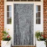 vidaXL Rideau anti-mouches gris et noir et blanc 56x185 cm chenille