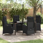 vidaXL Ensemble de salle à manger de jardin de 5 pièces en rattan poly noir