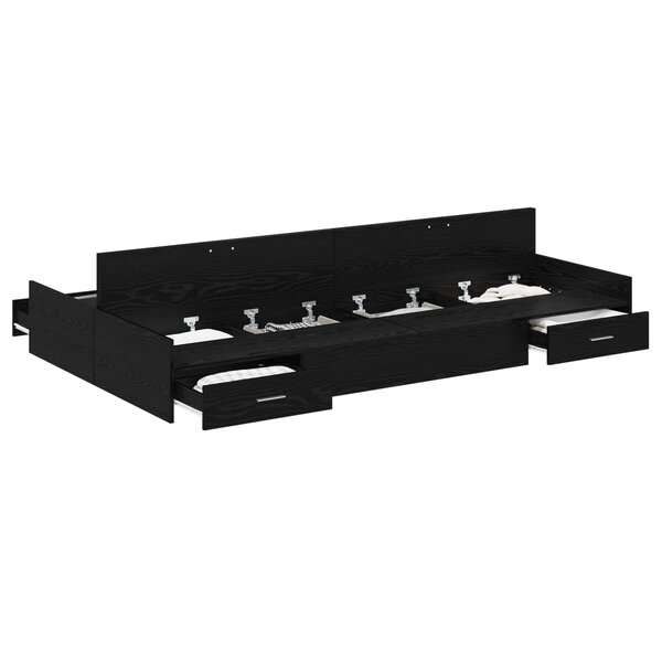 vidaXL Cadre de lit avec rangement avec tiroir Chêne noir 120 x 190 cm