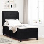 vidaXL Lit à ressorts avec matelas noir 100x200 cm en velours