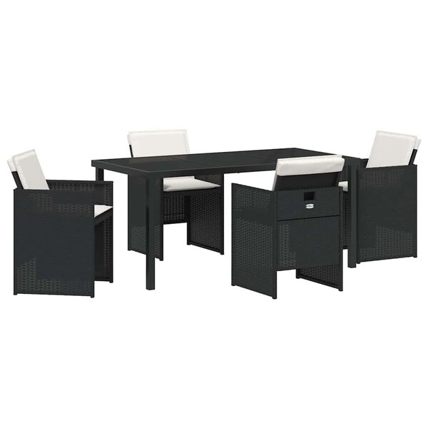 vidaXL Ensemble de salle à manger pour jardin 5 Pièces Noir Poly rotin