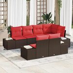 vidaXL Ensemble de canapé de jardin avec coussin 7 Pièces Marron et rouge