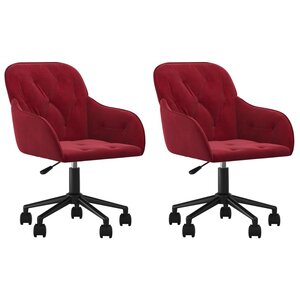 vidaXL Chaises pivotantes à manger lot de 2 Rouge bordeaux Velours