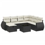 vidaXL Salon de jardin 8 Pièces avec coussins noir résine tressée