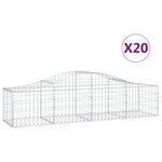 vidaXL Paniers à gabions arqués 20 Pièces 200x50x40/60 cm fer galvanisé