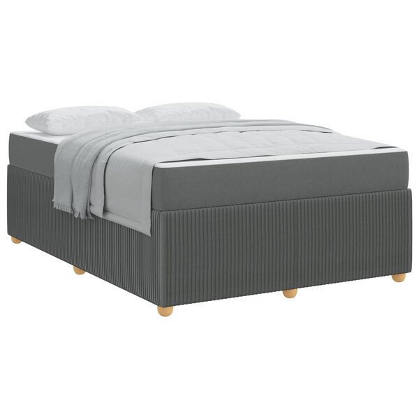 vidaXL Cadre de lit avec matelas Gris foncé 140 x 200 cm tissu