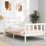 vidaXL Cadre de lit avec tête de lit blanc simple bois massif