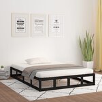 vidaXL Cadre de lit Noir 140x200 cm Bois massif
