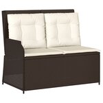vidaXL Banc inclinable de jardin avec coussins marron résine tressée